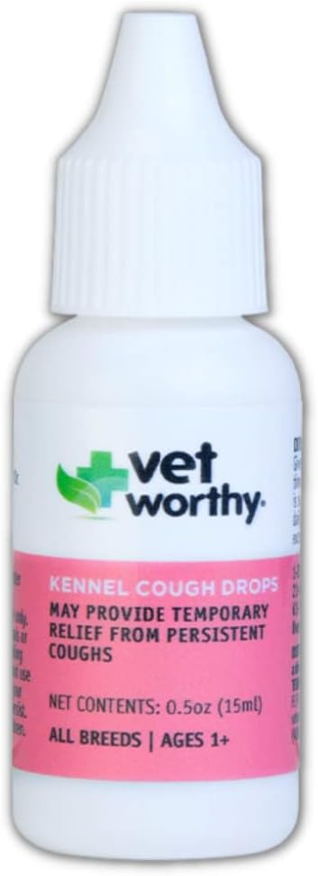 Vet Worthy Kennel Cough Drops for Dogs - Συμπλήρωμα για το Dry Kennel Cough Relief - Dog Cough Remedy with Drosera Rotundifolia, Arsenicum Album, Spongia Tosta - 0.5oz