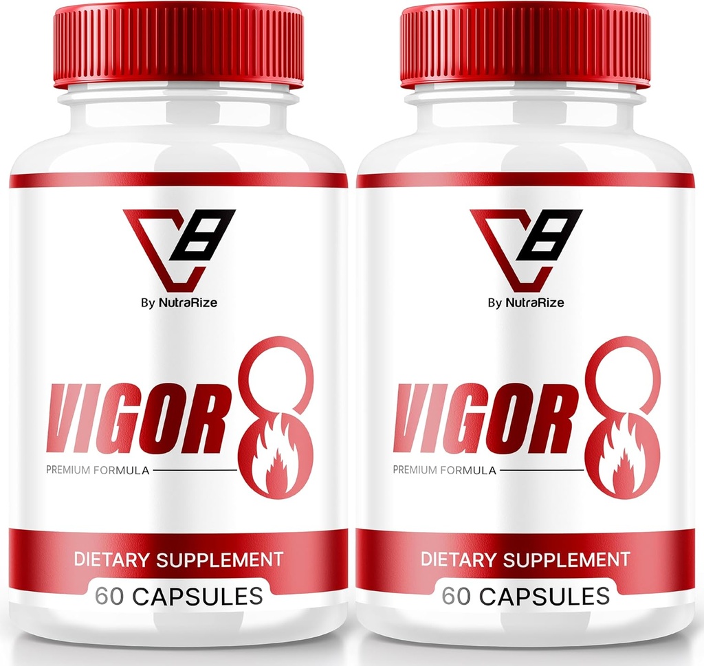 NutraRize (2 Pack) Vigor 8 for Men, Vigor 8 Pills Male Enhancing Formula, Vigor Eight Supplement Capsules Test Boost, Vigor8 Stamina Booster Reviews Horny Goat Weed Tongkat Ali (120 Capsules)