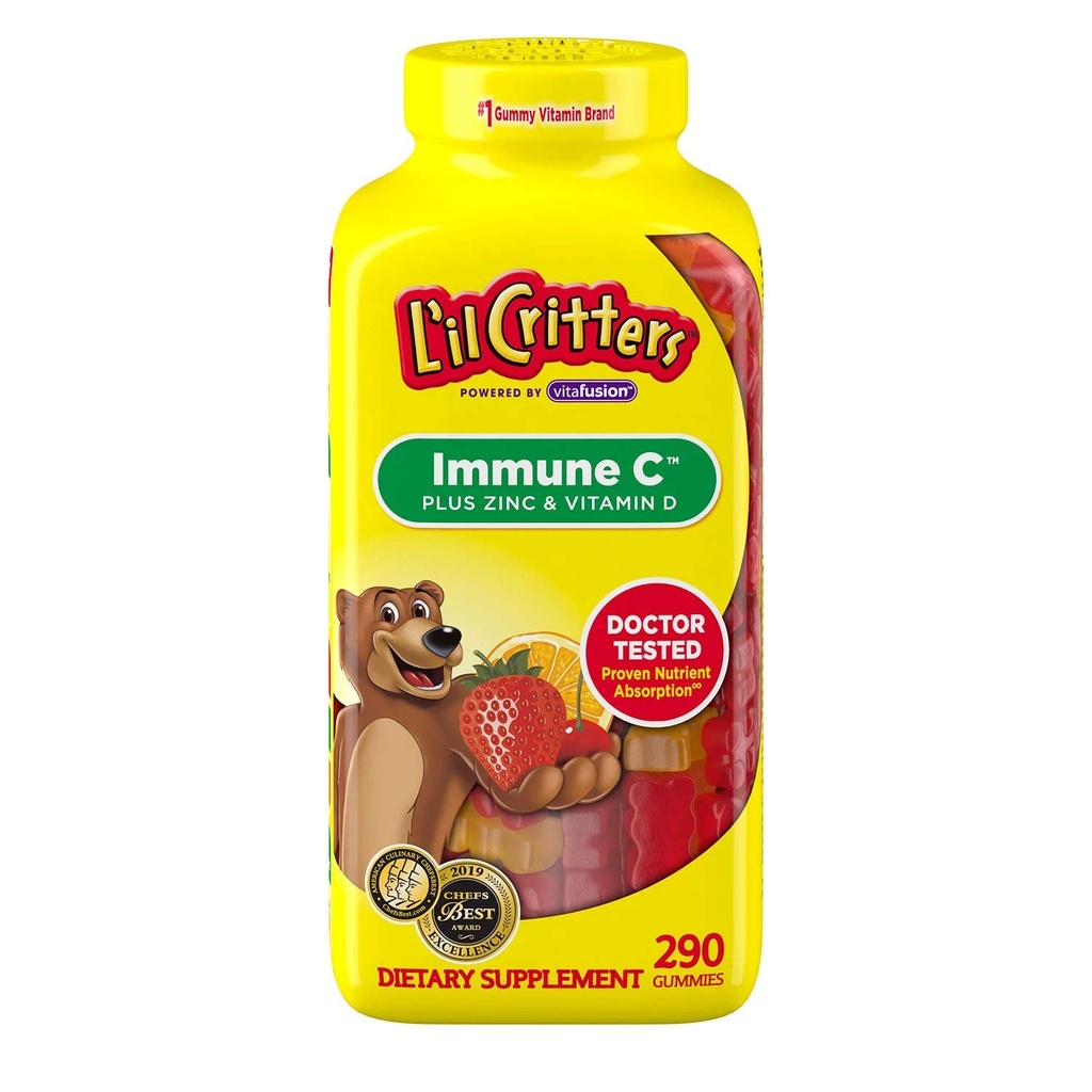 L'il Critter Kids' Immune C Plus çinko ve Vitamin D (290 Kont)