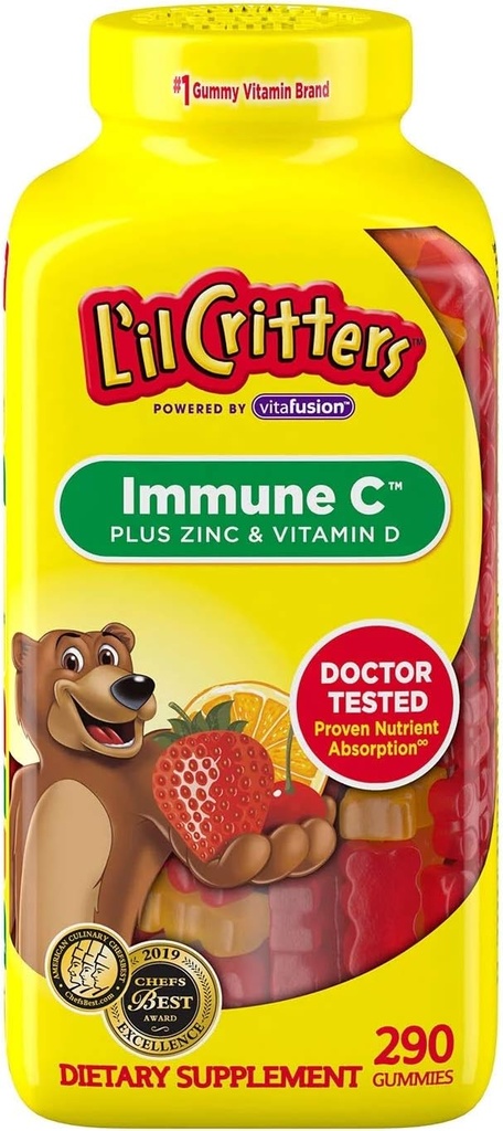 L'il Critter Kids' Immune C Plus çinko ve Vitamin D (290 Kont)