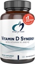 Sağlık Vitamin D Synergy için tasarımlar - 2000 IU Vitamin D ile K Supplement - Sağlıklı Moods, Bone Health + Immune Health for Yetişkinler - VIT D3 + Vitamin K - Gluten Free + Non-GMO (120 Capsules)