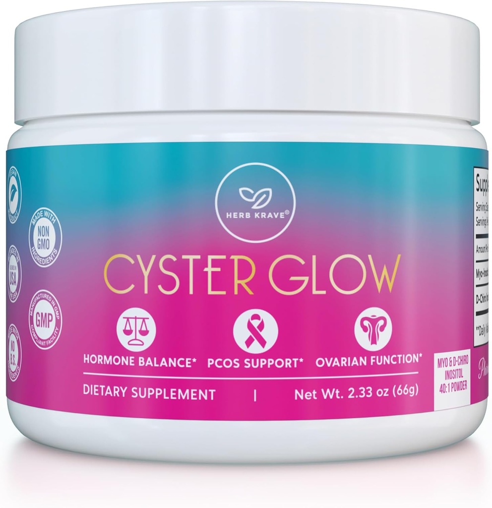 Cyster Glow Premium Myo-Inositol ve D-Chiro Inositol Toz Püzüğü Kadınlar için Tamam - Ideal 40:1 Oran-Hormone Balance, Fertness, Sağlıklı Ovarian Fonksiyonl -Vitamin B8-30 Day Supply -Vitamin B8-30 Day Supply