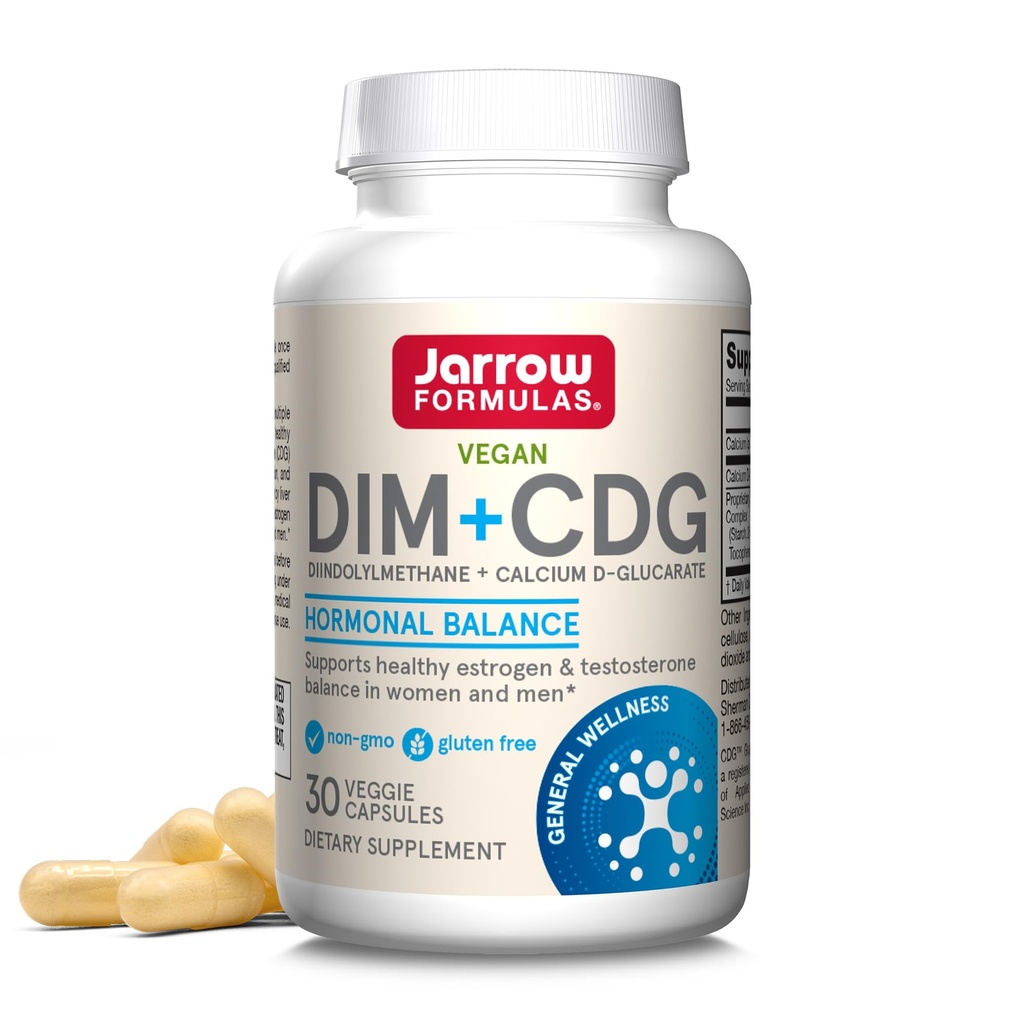Jarrow Formulas - DIM + CDG Veggie Capsules - 30 Kont - DIM & CDG Supplement - Hormon Dengesi - Non-GMO - Gluten Free