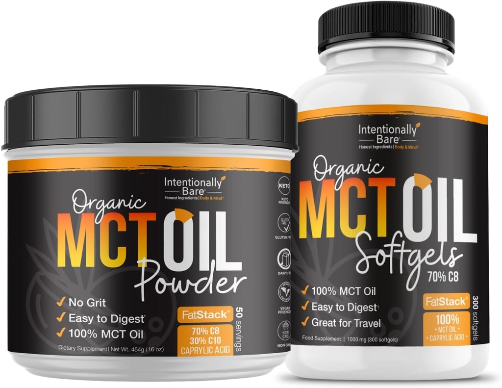 Σκόπιμα Bare Oil MCT σκόνη (50 εξυπηρετούν) και MCT κάψουλες Oil Bundle