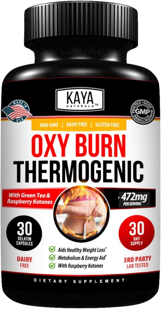 Kaya Naturals Oxy Burn - Termogenic Herbal Formula Aktif Yaşam için - Non-GMO & Gluten-Free - 30 Count