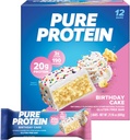 Pure protein Bars, Yüksek Protein, Nutritious Snacks to Support Energy, Low Sugar, Gluten Free, Birthday Kek, 1.76 oz, 12 Paketi (Pazarlama Mayıs Vary)