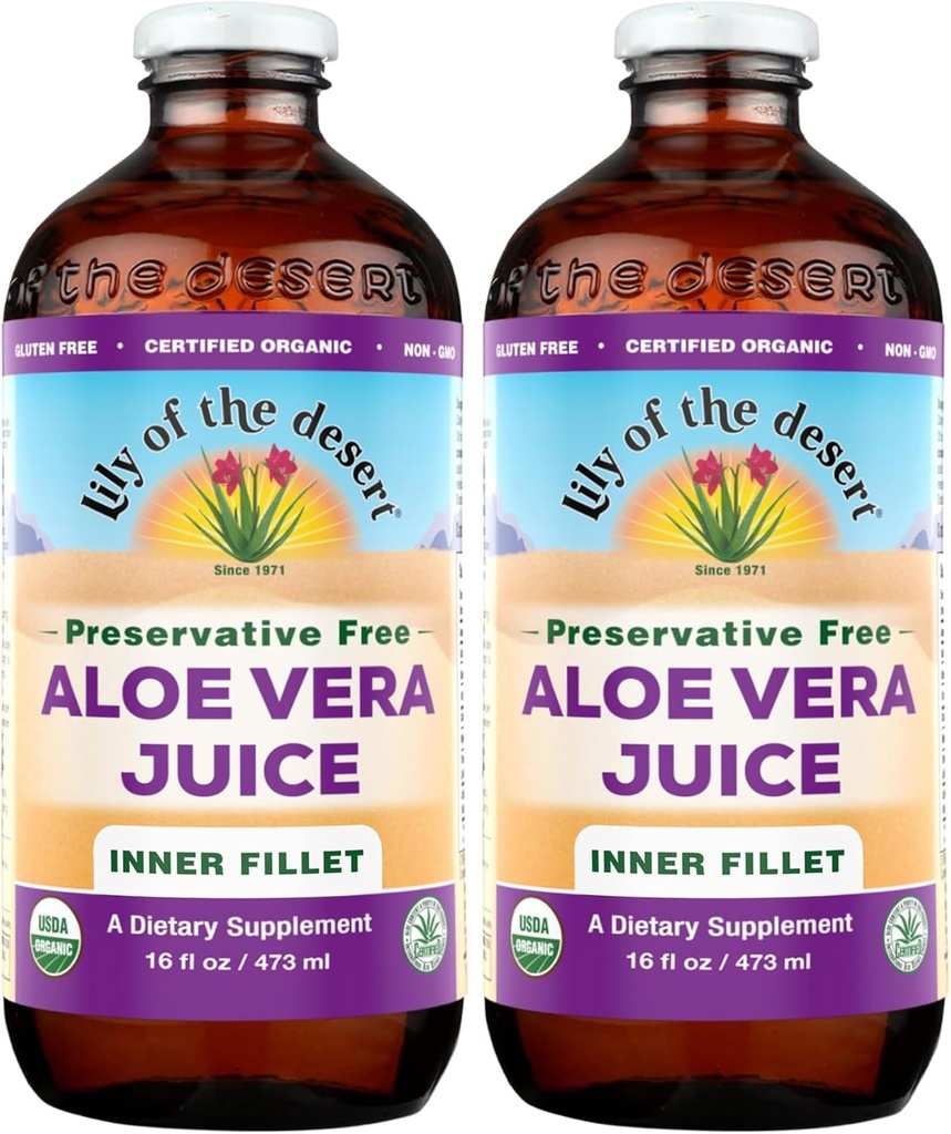 Lily Of The Desert Organic Aloe Vera Juice, εσωτερικό φιλέτο, 16 ρευστή ουγγιά (πακέτο του 2)
