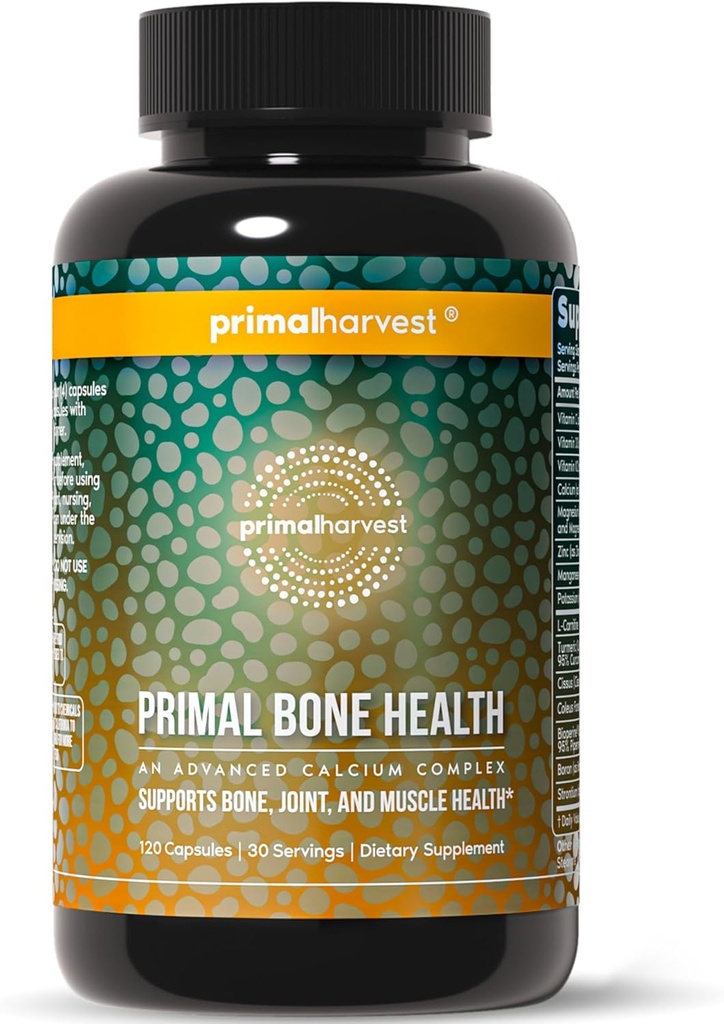 Primal Harvest ve Karbonat Bone Health Complex for Men and Women with Kalsiyum, Magnezyum, çinko, Manganese, Pyum, ve L-Carnitine