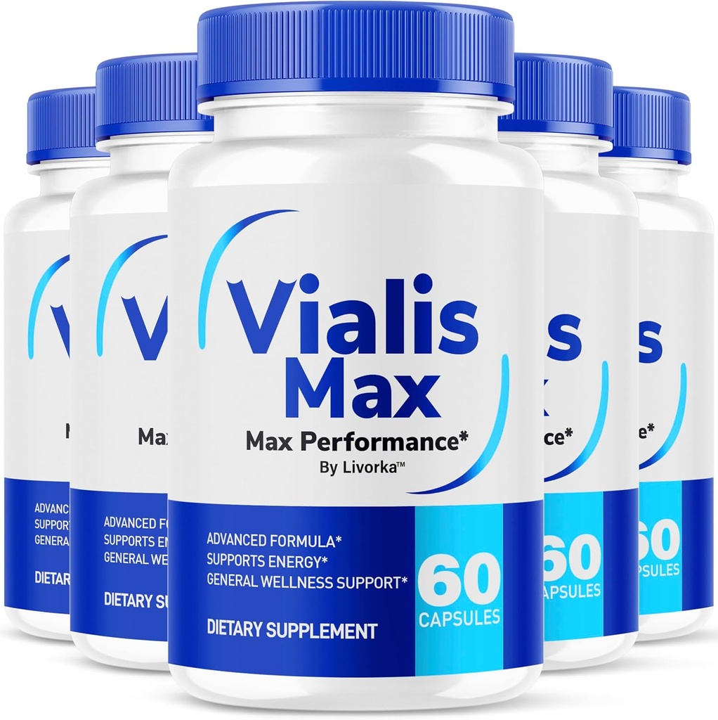 (5 Pack) Vialis Max Χάπια για τους άνδρες - Επίσημη Vialis Max Premium Ανδρική Υποστήριξη Φόρμουλα για γρήγορη ενέργεια, αντοχή και απόδοση, VialisMax Κάψουλες Advanced Formula, 300 κάψουλες για 5 μήνες