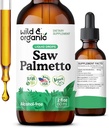 Wild & Organic Saw Palmetto Ekstralar - Urinary Support - Erkekler ve Kadınlar için Palmetto - Sıvı Serenoa Repenskini Tamam - Vegan, Sugar & Alkol-Free - 2 fl ozzz