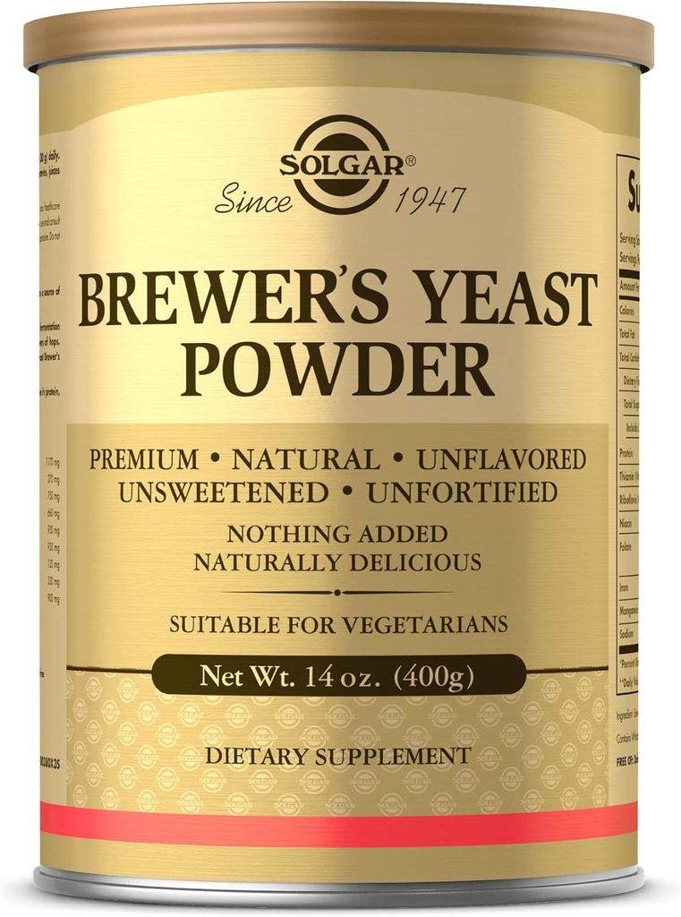 Solgar Brewer's Yeast Toz, 14 oz - Zengin Türlü Asitler, B-Complex Vitaminler, Mineraller, & Protein - Doğal, Unflavored, Unsweetened - Süt Free, Vegetarian - 13 Hizmetler (Pazarlama değişebilir)