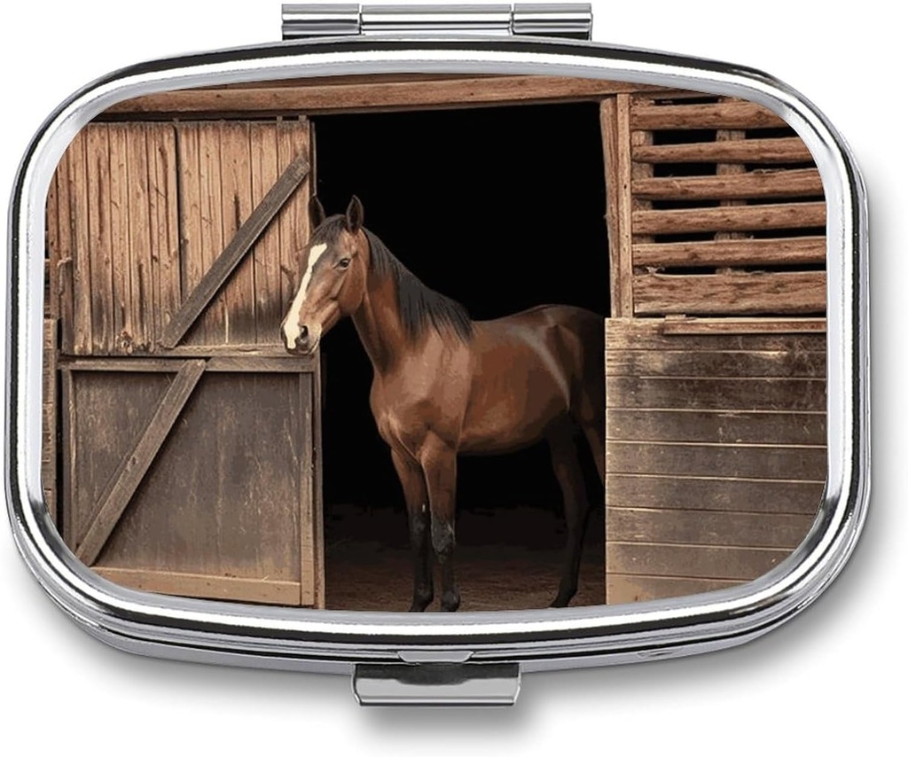 Pill Case 2t Karşılaştırma Barn At Pill Box Mini Tıp Pill Organizer Portresi için Pocket Purse Metal Pill konteyneri için Pocket Purse Metal Pill Konteyner