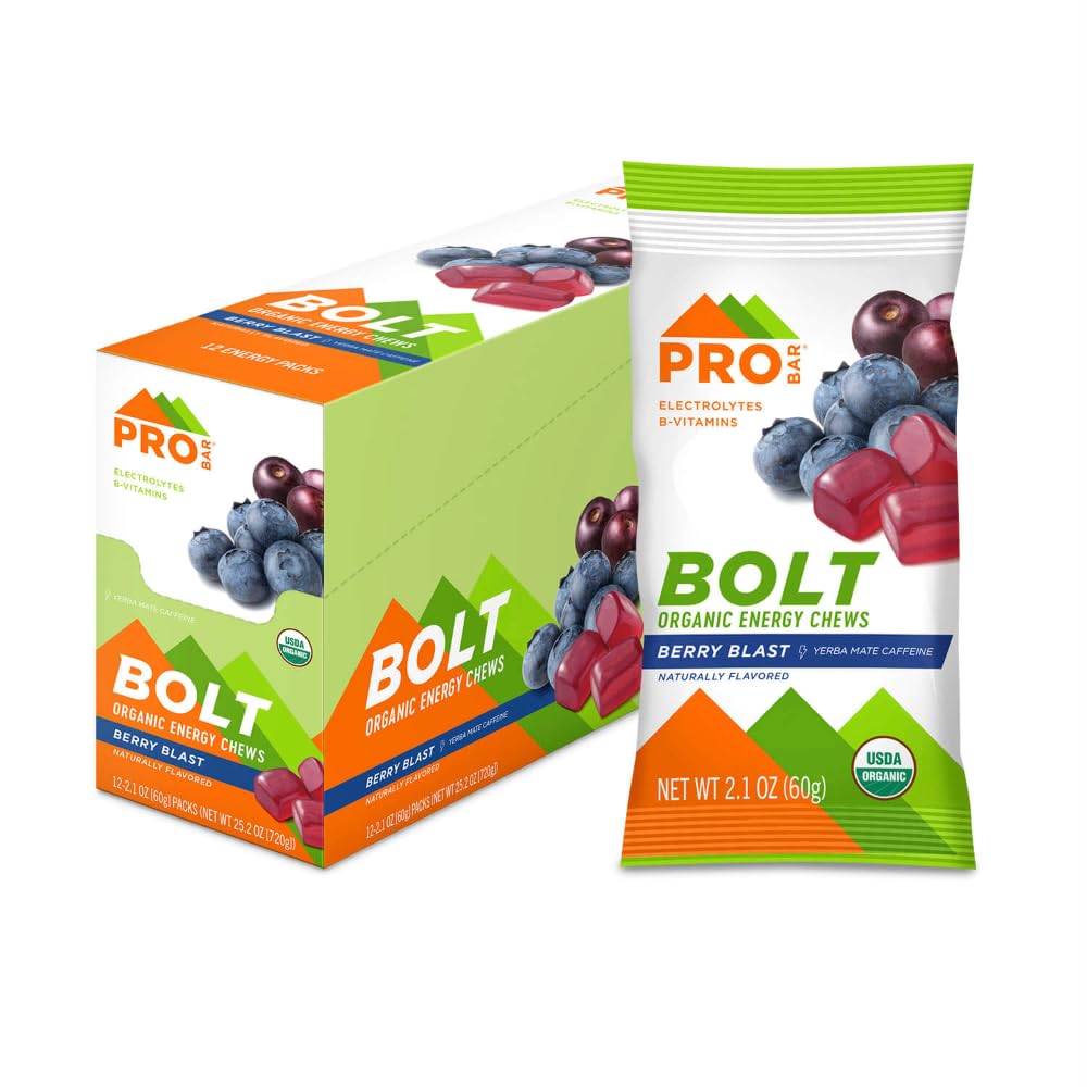 PROBAR - Bolt Organik Enerji Chews, Berry Blast, Non-GMO, Gluten-Free, USDA sertifikalı Organik, Sağlıklı, Doğal Enerji, Hızlı Yakıtlar B & C (12 Count)