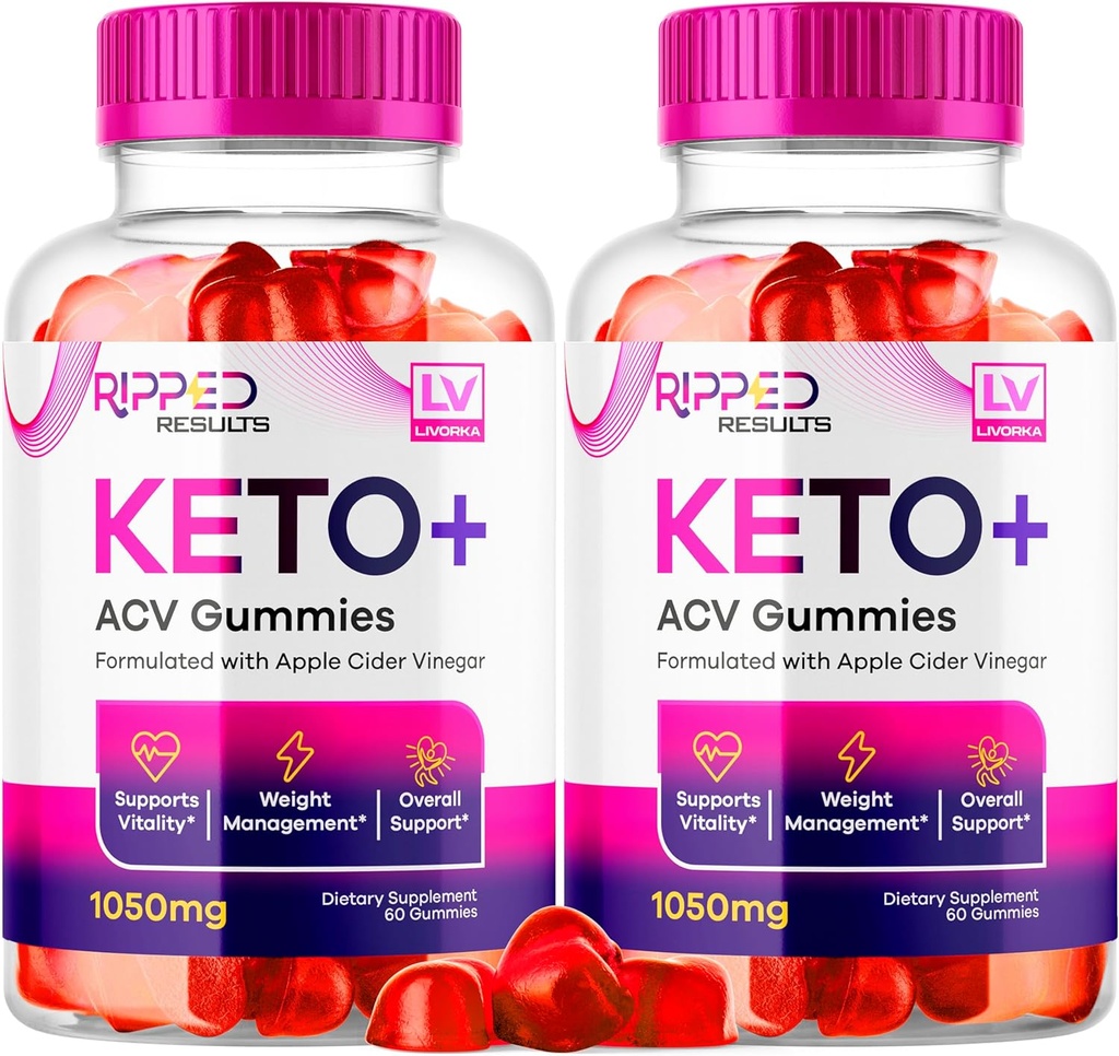 LIVORKA (2 Pack Ripped Results Keto Plus Gummies, Ripped Results Keto ACV Gummies 1050 MG, Ripped Reults, Ripped Results Keto Gummies, Ripped Chem, Ripped Results Keto, 120 Gummies for 2 Ay