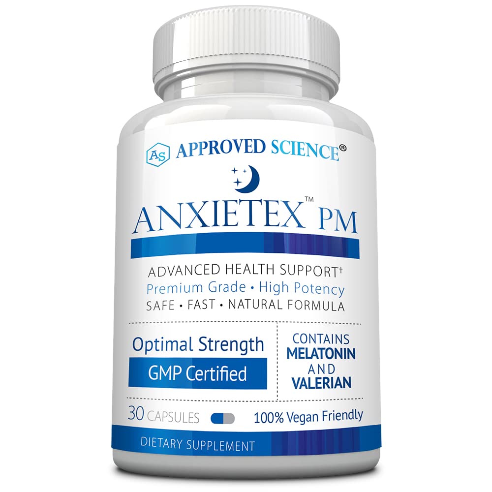 Εγκεκριμένη επιστήμη Anxietex Νύχτα - Ευκολία Ανησυχία και δυσαρέσκεια, Ύπνος Καλά - Βαλεριάνα, Πάθος Λουλούδι, Χαμομήλι - 30 κάψουλες - Vegan συμπλήρωμα - Κατασκευάζεται στις ΗΠΑ
