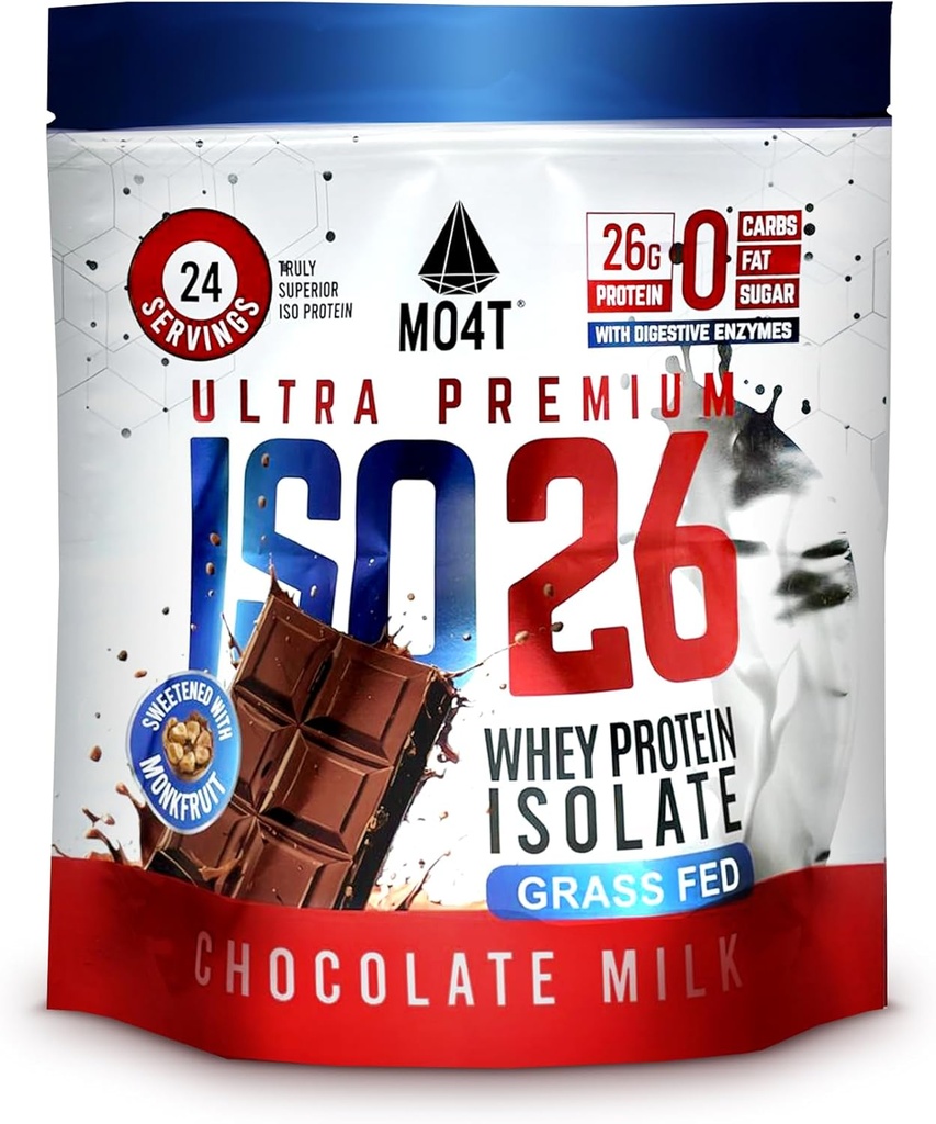 ISO26 Grass Fed Whey proteini, yapay bir tatlıcılarla yok. Doğal olarak Monk Meyvesi ile tatlılaştı, 1.6 Pound, 24 Hizmet, Çikolata Sütü.