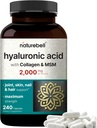 NatureBell Hyaluronic Acid Supplements 2,000 mg | 240 Capsules, MSM & Hydrolyzed Bovine Collagen – 3 in 1 Support for Skin Hydration, Ortak Giyim, Saç ve Eye Health