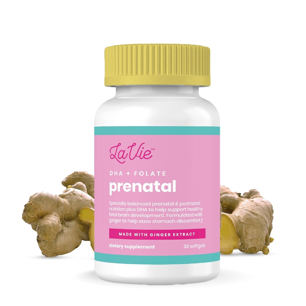 LaVie Prenatal Vitamins with Ginger, DHA, Folic Acid, & Iron - Gebelik Bebek Beyin ve Vücut Gelişimi - GMO, Gluten-Free Prenatals for Women (1 ay Supply)