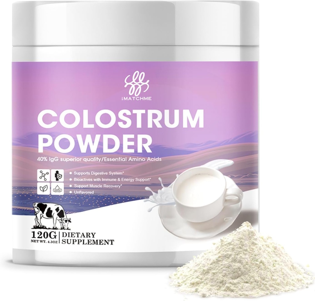 IATCHMME Bovine Colostrum Toz Gut Health, Immune Support, Muscle Recovery & Wellness, Grass Fed Bovine Toz, Sağlıklı Demir Seviyeleri, Büyüme ve Onarım, GMO, 60 Hizmetler