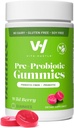 VitaHustle Pre + Probiotic Gummies, Vegan, Gut Health, Digestion, Bloating, Relief, Immune Support, Χαμηλή Ζάχαρη, Plant Based, Μη ΓΤΟ, Berry Flavor, 50 Count