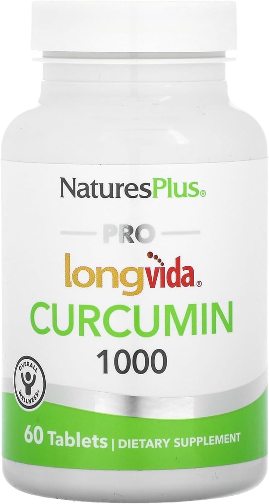 NaturesPlus PRO Longvida Curcumin 1000 mg - 60 Tablet - Sağlıklı Serbest Radikal Korumayı Teşvik - Non-GMO, Vegan & Gluten Ücretsiz - 60 Hizmetler