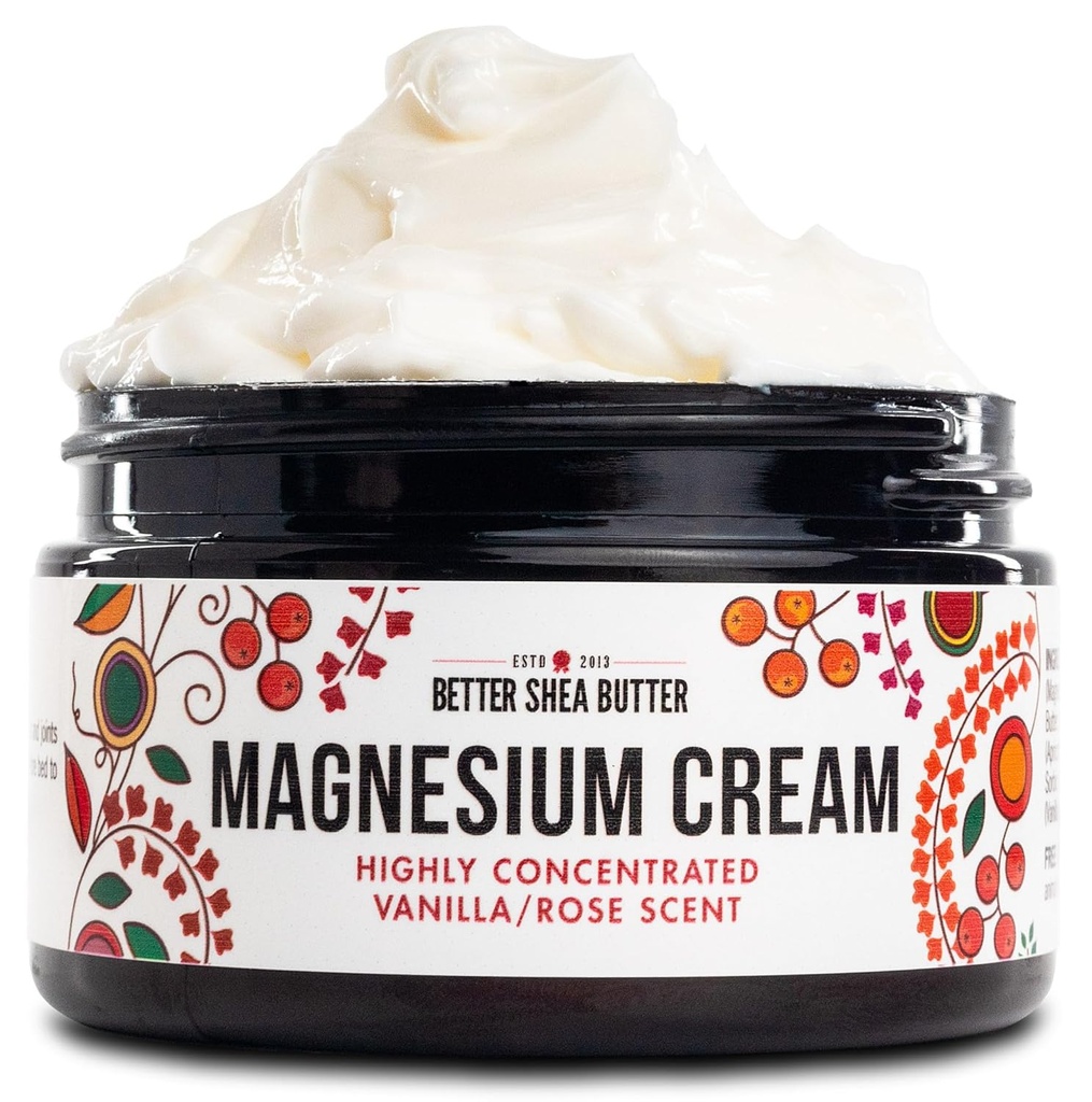 Daha iyi Shea Butter Magnezyum Lotion for Women | Vanilla Rose | For Orchid, Kids & Bebekler | Relieves Kas Ger & Leg Cramps | Organik & Doğal Malzemeler