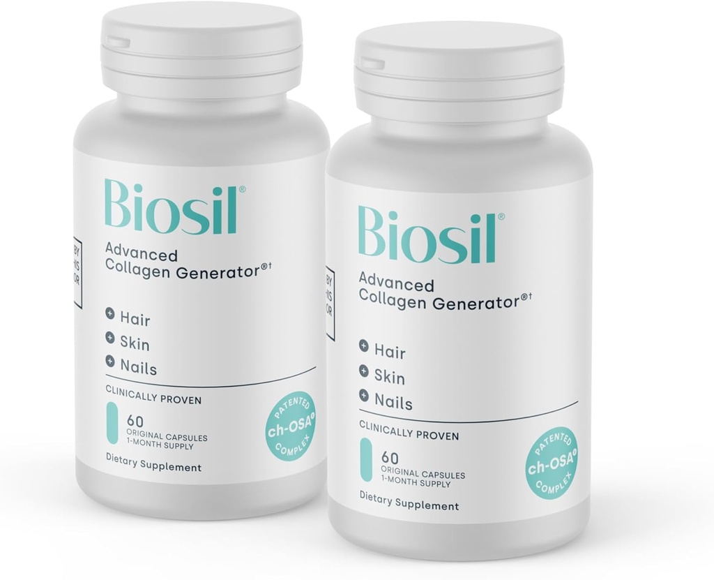 Biosil Collagen ATM Supplement - 60 Original Capsules, 2 Paket - Skin, Hair, Nails & Ortaklar için patentli ch-OSA Activator - Destekler Doğal Üretim - 60 Günlük Supply