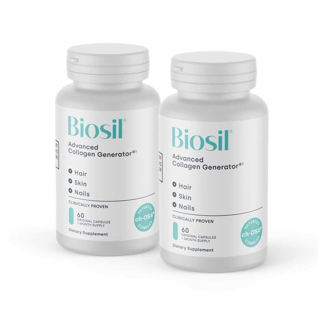 Biosil Collagen ATM Supplement - 60 Original Capsules, 2 Paket - Skin, Hair, Nails & Ortaklar için patentli ch-OSA Activator - Destekler Doğal Üretim - 60 Günlük Supply