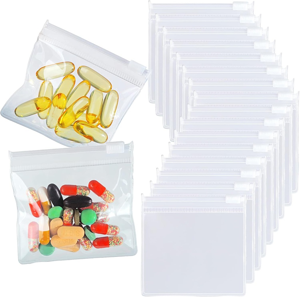 36 Packs Pill Pouch Çantası Domuz Ücretsiz Pill Çanta 12mil 3 x 2.75 İntemiz Küçük Zip Reusable Drug Bag Seal Cooking Pill Pouches for Travel Medicine Organizer, Jewel, Small Craft Pieces
