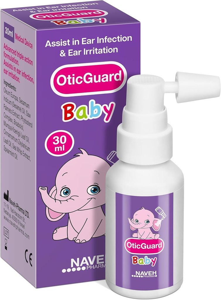 NAVEH PHARMA Otic Guard Baby Ear Drops - Ear Shield & Enfeksiyon Yardımı için Doğal Kulak Yağı - Bebekler, Toddler & Çocuklar - Soothes Itchy Ears & Mayomer's Ears