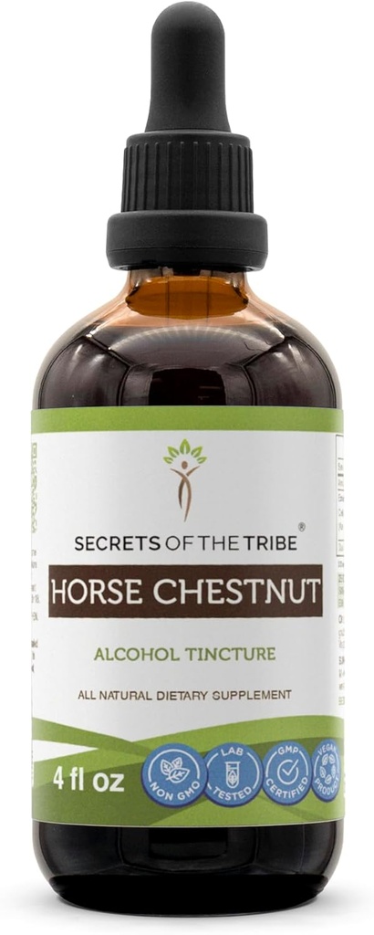 Kabil Atının Sırları Alkol Ölçeği, At Chestnut (Aesculus hippocastanum) kuru Nut Tincture Supplement (4 FL OZ)