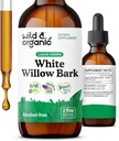 Vahşi ve Organik Beyaz Söğüt Bark Ölçeği - Genel olarak Well-Being Supplement - 500 mg White Willow Bark Herb Tincture - No Alkol & Sugar, Non-GMO - 2 fl ozz