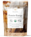 Truva proteini + Enerji 87 mg Caffeine | Vanilla Latte | 12g Organik Bitki Protein | 20 Hizmet | USDA Organik Kahve Toz & Adaptogens | Gluten & Dairy Free | Vegan | Non-GMO