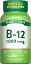 Doğanın Gerçek B12 Tabletleri | 1000 mcg | 220 Kont | Vegan, Non-GMO & Gluten Free Supplement