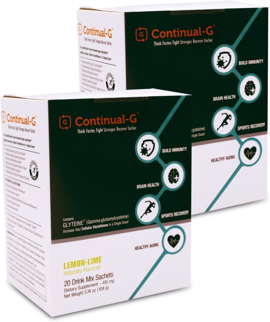 CONTINUAL - G Toz - Klinik olarak Proven Hücreler Glutathione Precursor | Glyteine & Sunfiber | Immune Support, Master Antioksi, Detox, Brain Health & Skin Care | 40 Sachets