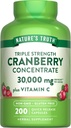 Nature's Truth Cranberry Concentrate Pills | Plus Vitamin C | 30,000mg | 200 Quick Release Capsules | Non-GMO & Gluten Free Supplement