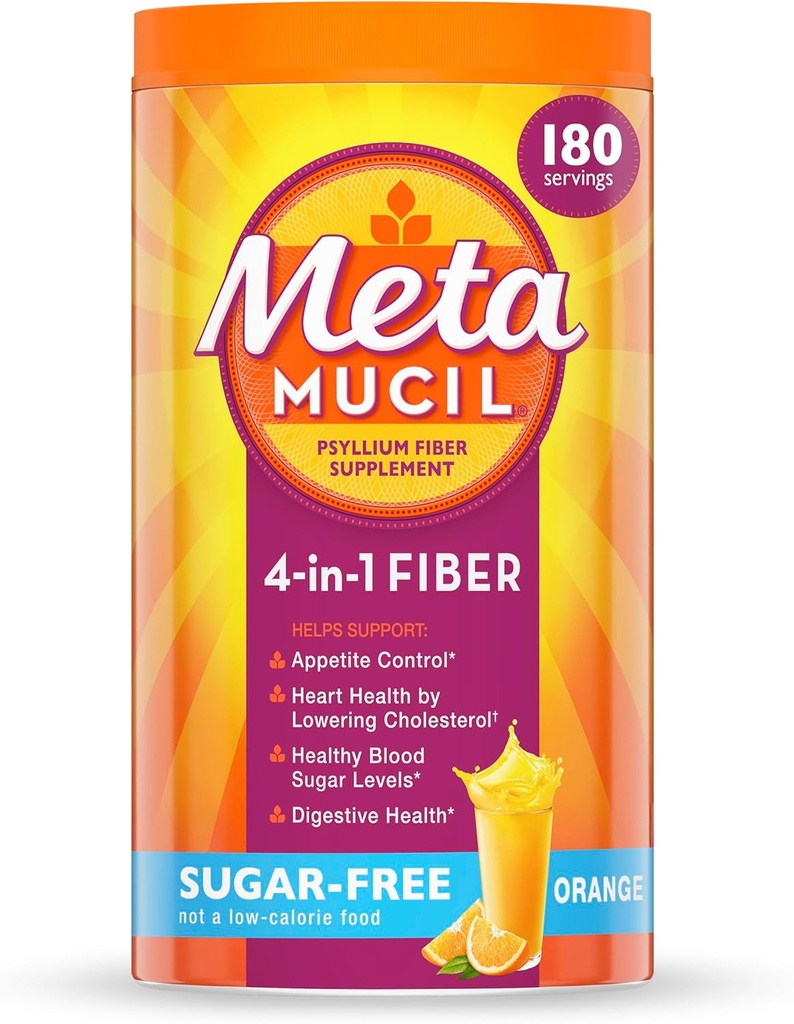 Metamucil 4-in-1 Psyllium Husk Fiber Supplement, Sugar-Free, 180 tatlı, Orange Flavored, Günlük Fiber Toz Digestive Health, Plant-Based Psyllium Husk Fiber Fiber Supplement, Sugar-Free, 180 tatlı, Orange Flavored, Daily Fiber Toz for Digestive Health, Plant-Based Psyllium Husk Fiber Fiber Fiber Fiber