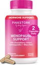 Pink Εμμηνόπαυση πελαργού Υποστήριξη για γυναίκες - Hot Flash, Mood, Sleep, Weight, Cortisol & Hormonal Balance - Vegan, Estrogen-free Περιεμμηνόπαυση Ανακούφιση - Ashwagandha, Maca - 60 κάψουλες