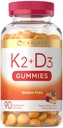 Carlyle Vitamin D3 K2 Gummies | 90 Count | 5.000 D3 + 100 mcg MK7 | Vejetaryen, Non-GMO ve Gluten Ücretsiz Vitamin Tamamlama