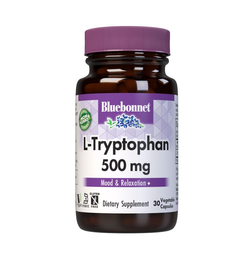 BlueBonnet L- Tryptophan 500 mg Βιταμίνη Κάψουλες, 30 Count