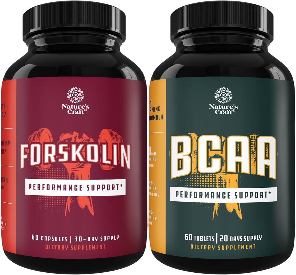 Δέσμη της φυσικής προ προπόνησης Forskolin συμπλήρωμα και αλυσίδα κλάδου Amino Acids συμπλήρωμα - φυσική ενέργεια Booster και συμπλήρωμα προπόνησης - Vegan BCAA κάψουλες μετά προπόνηση αποκατάσταση μυών