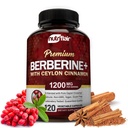 NutriFlair Premium Berberine HCL 1200 mg, 120 Capsules - Plus Pure True Ceylon Cinnamon, Berberine HCI Root Supplements Pills - Immune System - Re Optimal 8% HCl