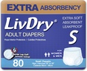 LivDry Adult Incontinence Underwear, Ekstra Absorbency Adult Diapers, Leak Protection, Small, 80-Pack