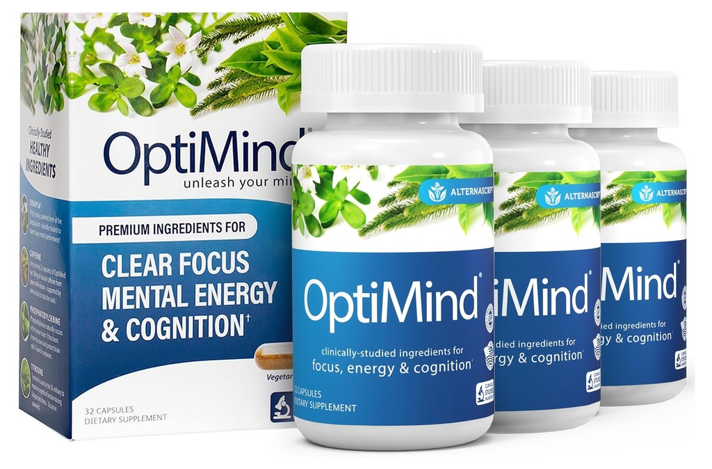 Optimind Bacopa Monnieri Brain Supplement for Memory and Focus, Nootropics with Phosphatidylserine, Huperzine A, Non-GMO, Klinik olarak Studied Materialss, 96 Capsules