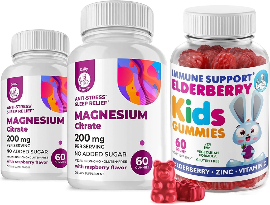 Çocuklar ve 200 mg Gummies Sugar-Free - Sağlıklı Immune Sistem ATM ve Sağlık Desteği Çocuklar ve Yetişkinler için Magnezyum Calm Chews ile Yaşlılıklar ve Yetişkinler için