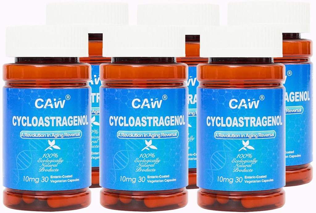 CAW Telomerase Aktivasyon Hiper Cycloastragenol | Telomere Uzunluk DNA Onarım | 10Mg 30Enteric-Coated Vegetarian Capsules 6 Şişes