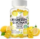 Γλυκινικό Μαγνήσιο Glycinate Gummies 2500mg - Συμπλήρωμα χωρίς ζάχαρη Μαγνήσιο Κάλιο με βιταμίνη D, B6, CoQ10 για υποστήριξη ηρεμίας & ύπνου - 90 Lemon Gummies