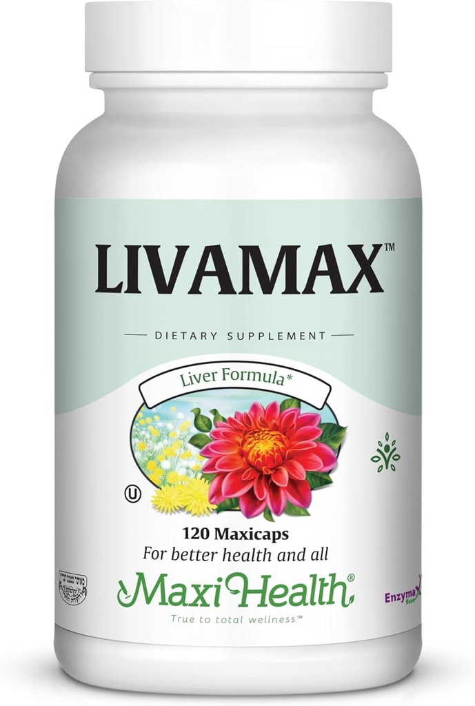 Maxi Health Livamax - Liver Formula - with Milk Thistle and Dandelion Root - 120 Capsules - Kosher