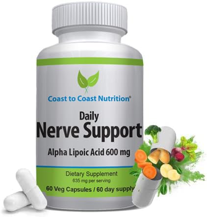 Nerve Support - Alpha Lipoic Acid 650 mg ile Gelişmiş Nerve Relief - Hands, Legs ve Foot Aches - 60 Capsules / 30 Day Supply