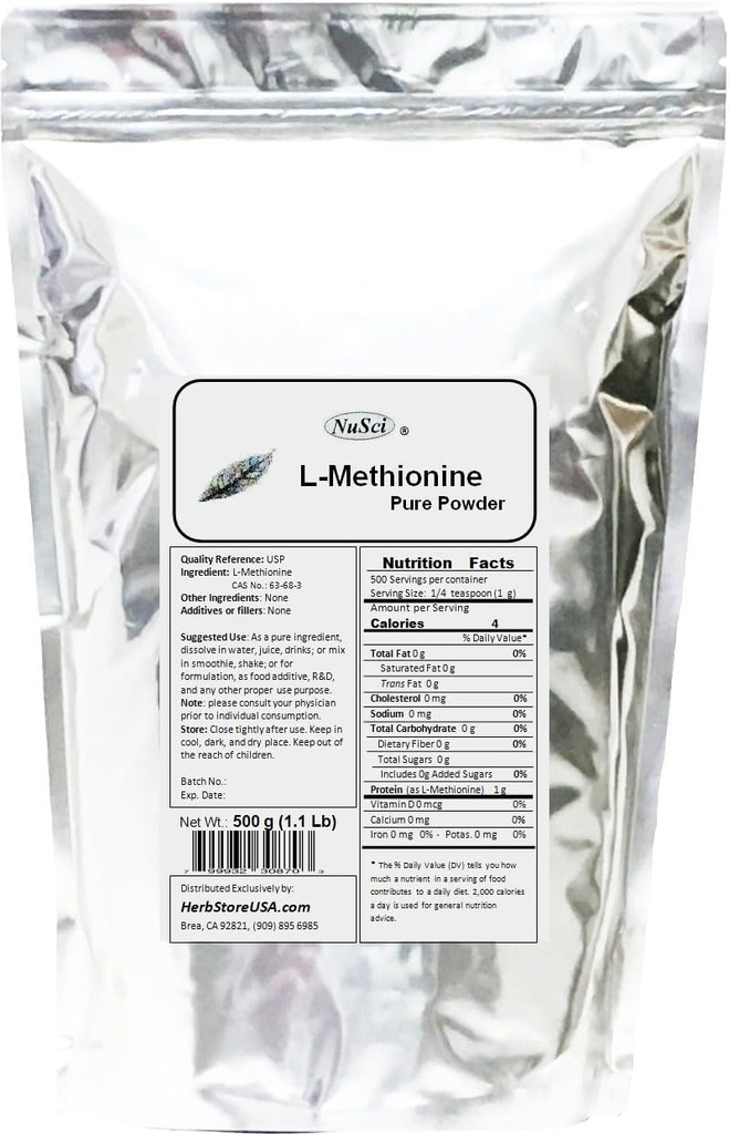 L-Methionine Toz Pure (500 Grams (1.1 lb)